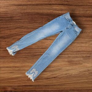 Denim Life Skinny Sparkle Angel Wings Eyelet Bottom Jeans